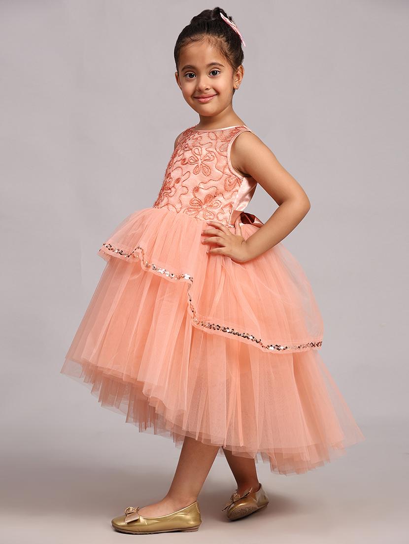 kids embroidered sleeveless part wear frock - 21958318 - Standard Image - 1