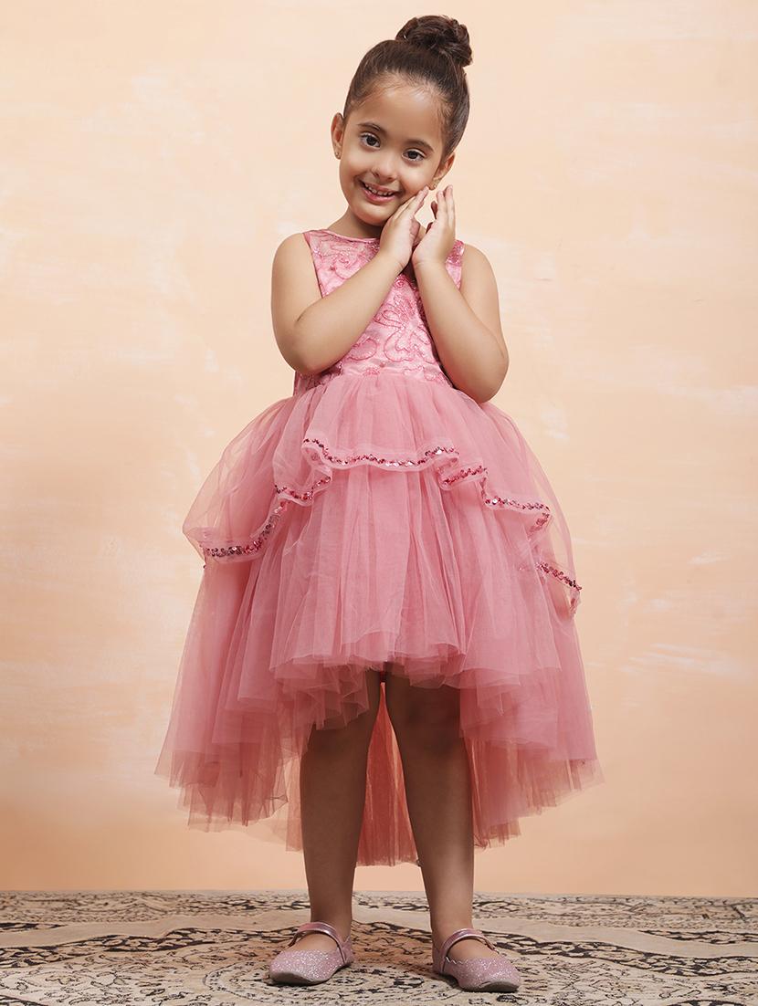 kids embroidered sleeveless part wear frock - 21958319 - Standard Image - 1