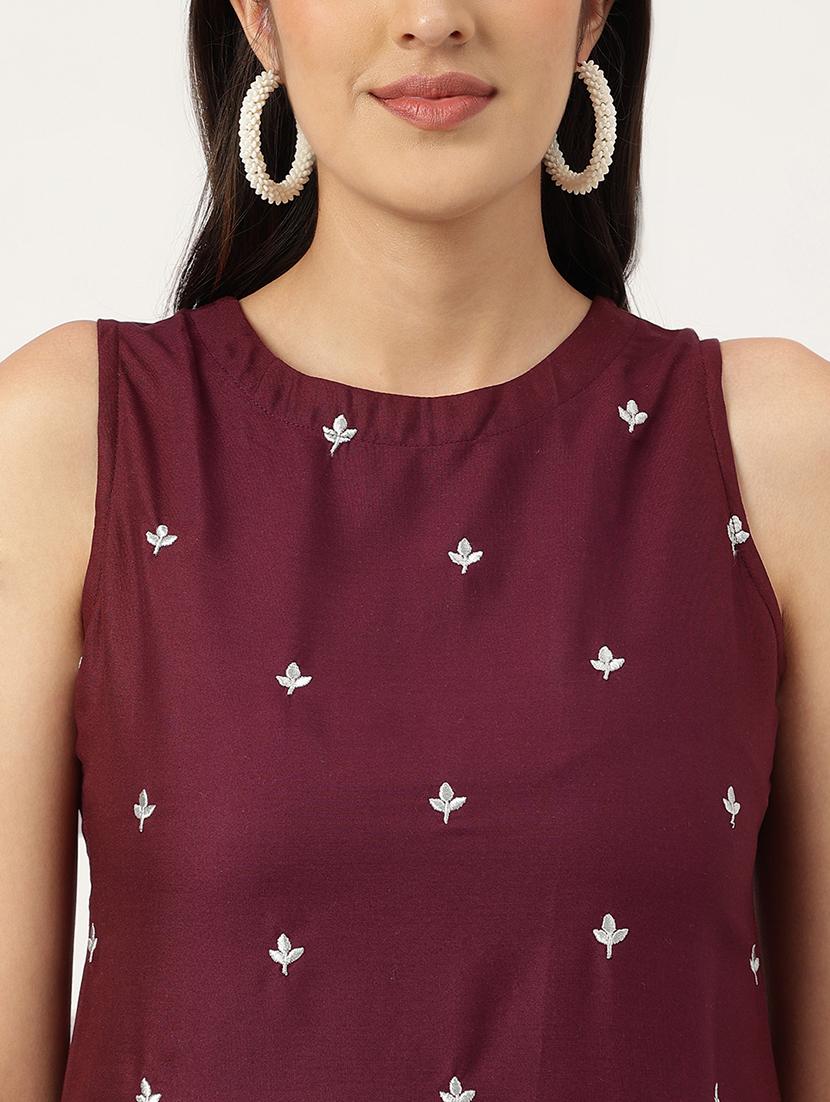women embroidered sleeveless kurta palazzo set - 21958342 - Standard Image - 6