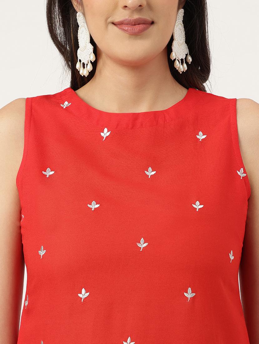 women embroidered sleeveless kurta palazzo set - 21958344 - Standard Image - 6