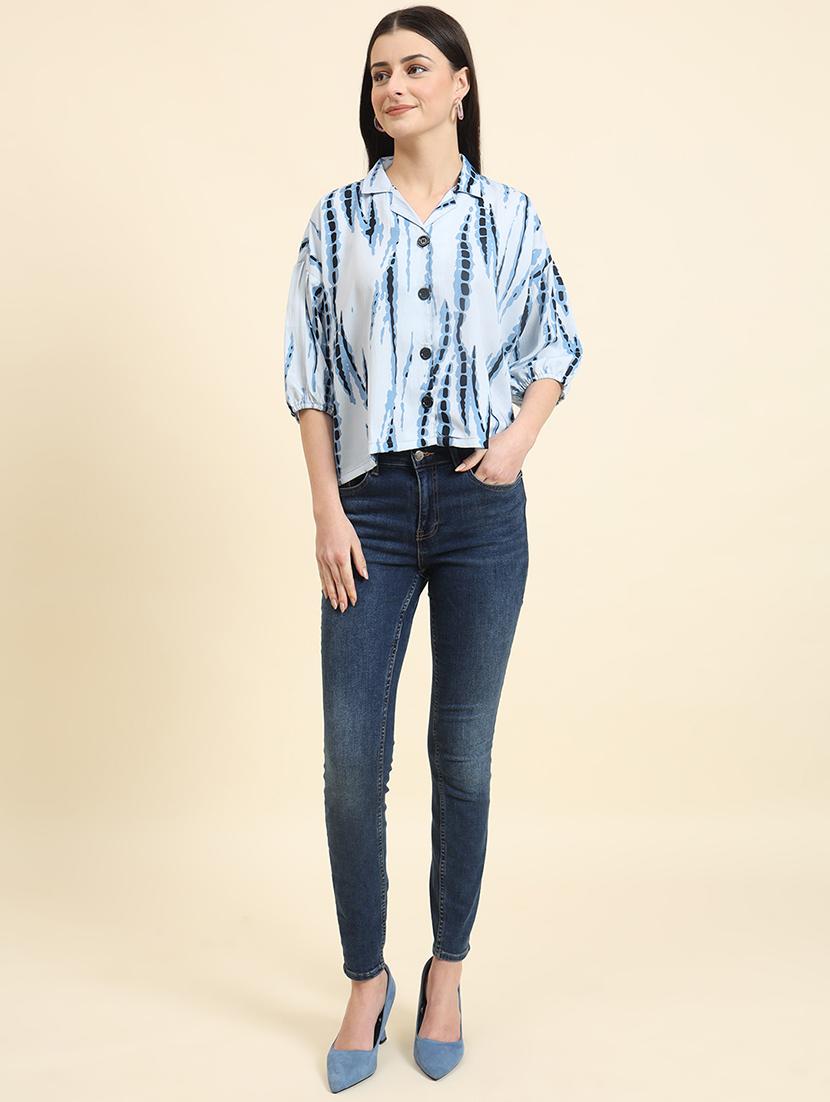 women tie & dye cuban collared shirt - 21958348 - Standard Image - 4