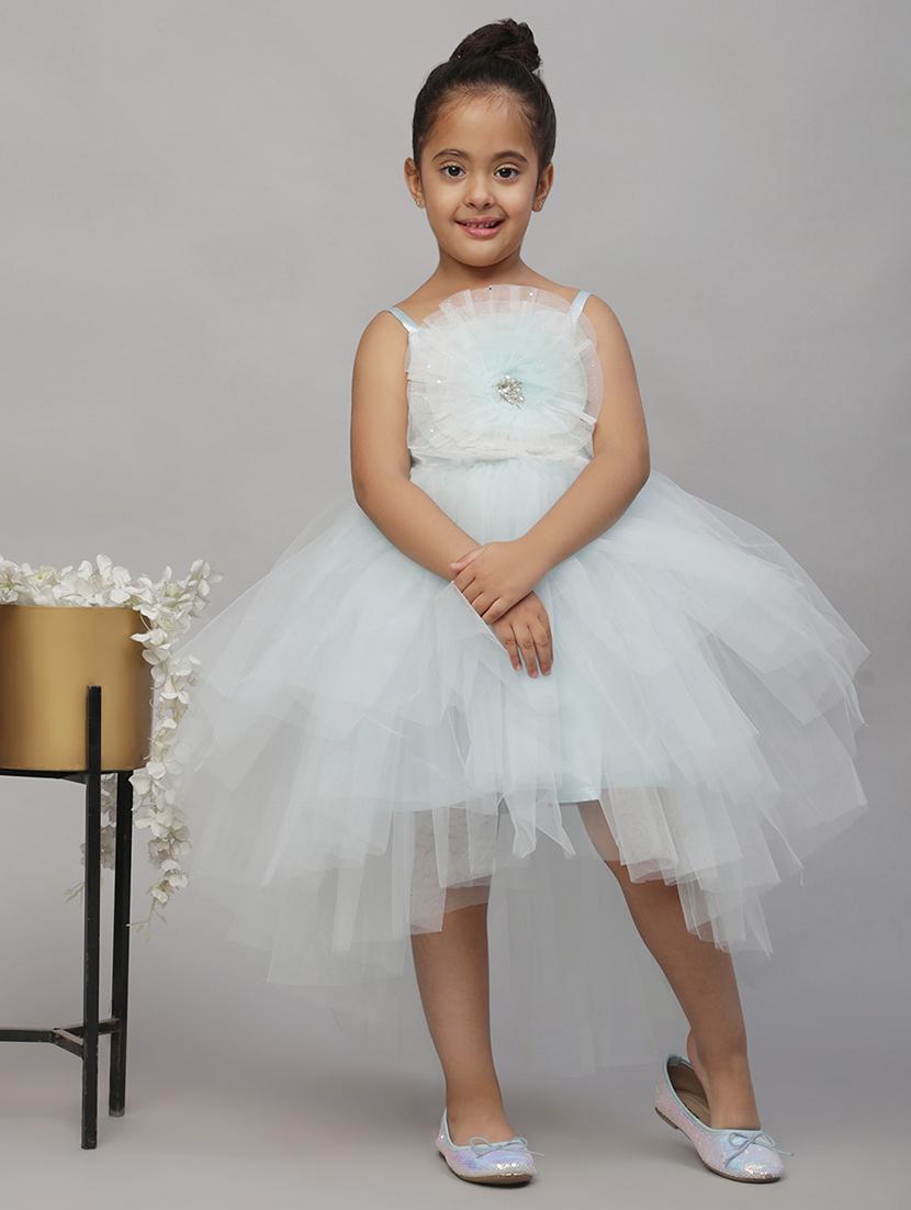 girls embellished shoulder strap asymmetric dress - 21958358 - Standard Image - 1