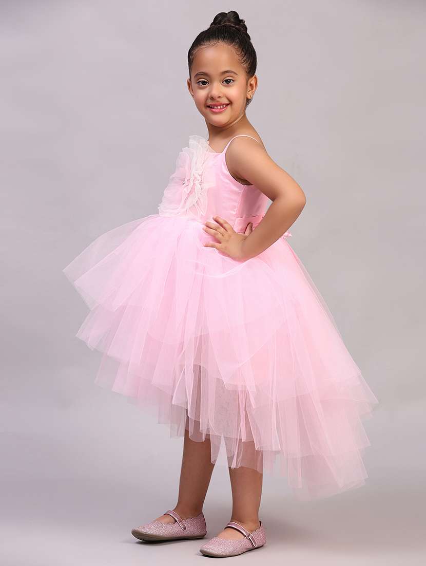 girls embellished shoulder strap asymmetric dress - 21958361 - Standard Image - 1