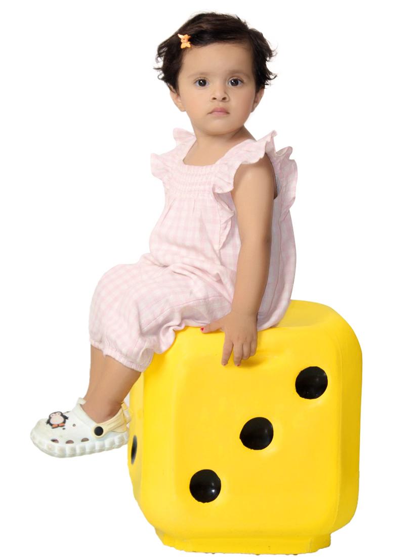 kids pink checkered full length twin set - 21958367 - Standard Image - 1