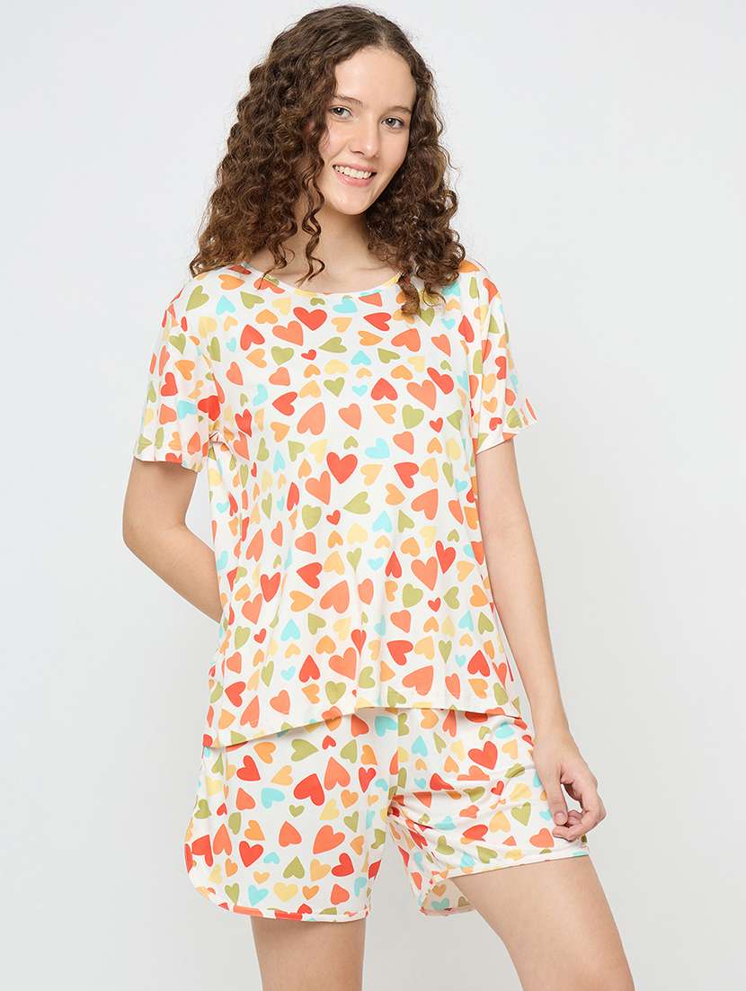 women printed nightwear shorts set - 21958368 -  Standard Image - 1