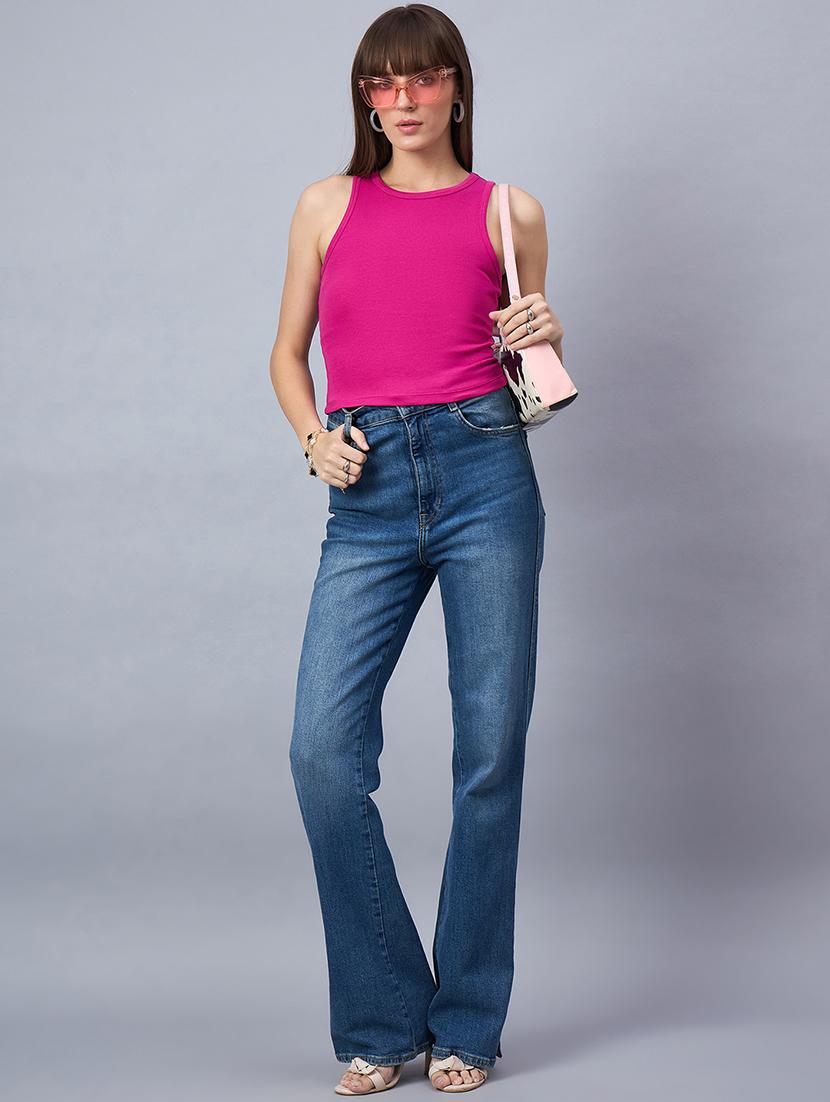 women solid sleeveless crop tank top - 21958381 - Standard Image - 4
