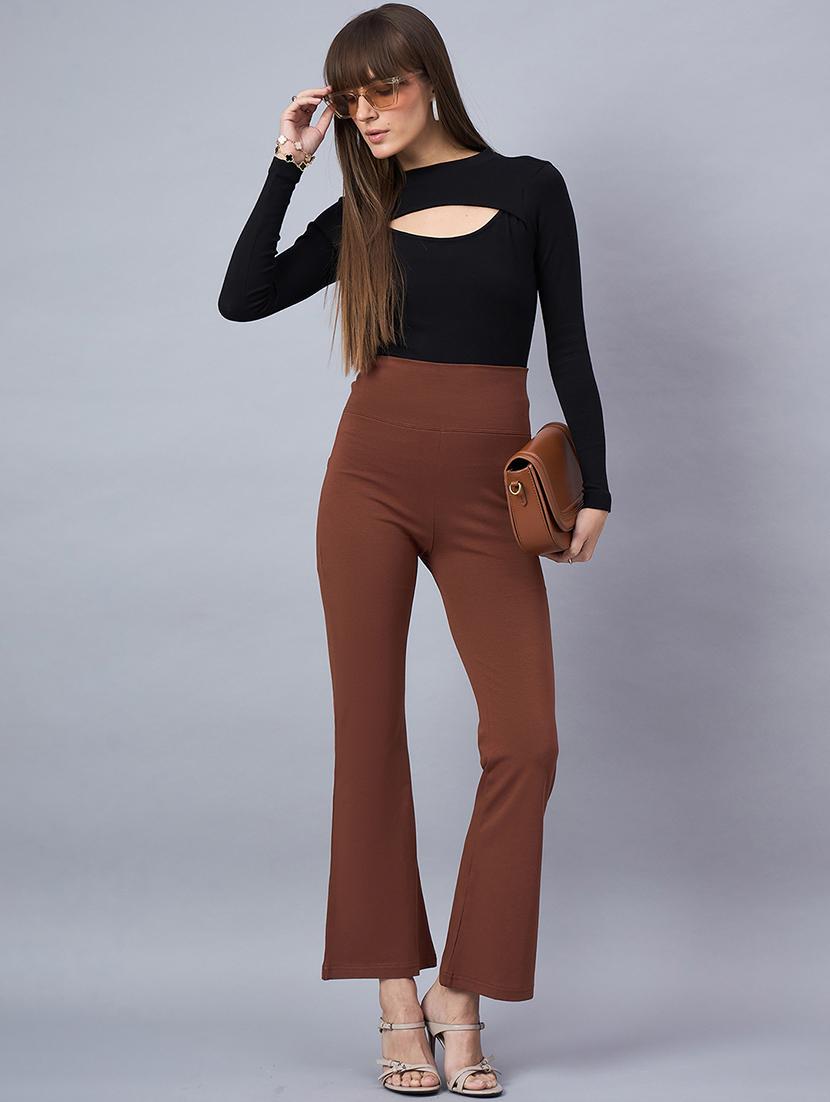 women solid long sleeve cut out crop top - 21958390 - Standard Image - 4