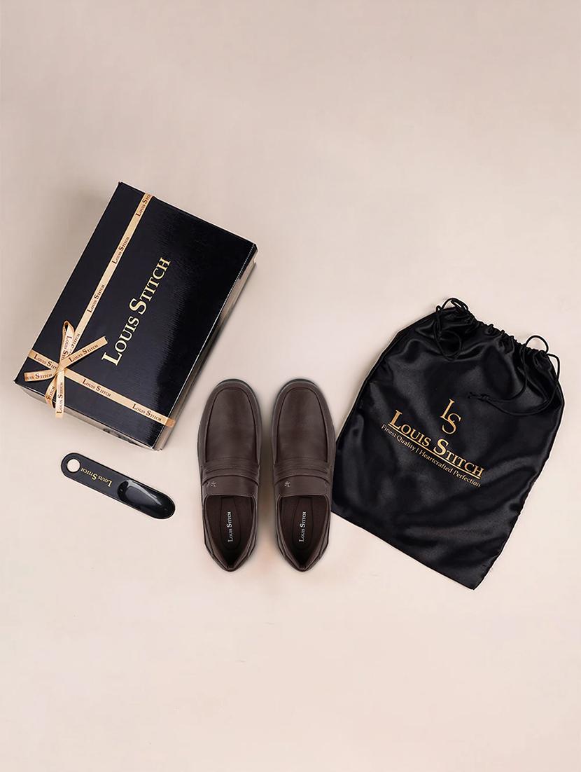 men brown slip on formal shoes - 21958410 - Standard Image - 1