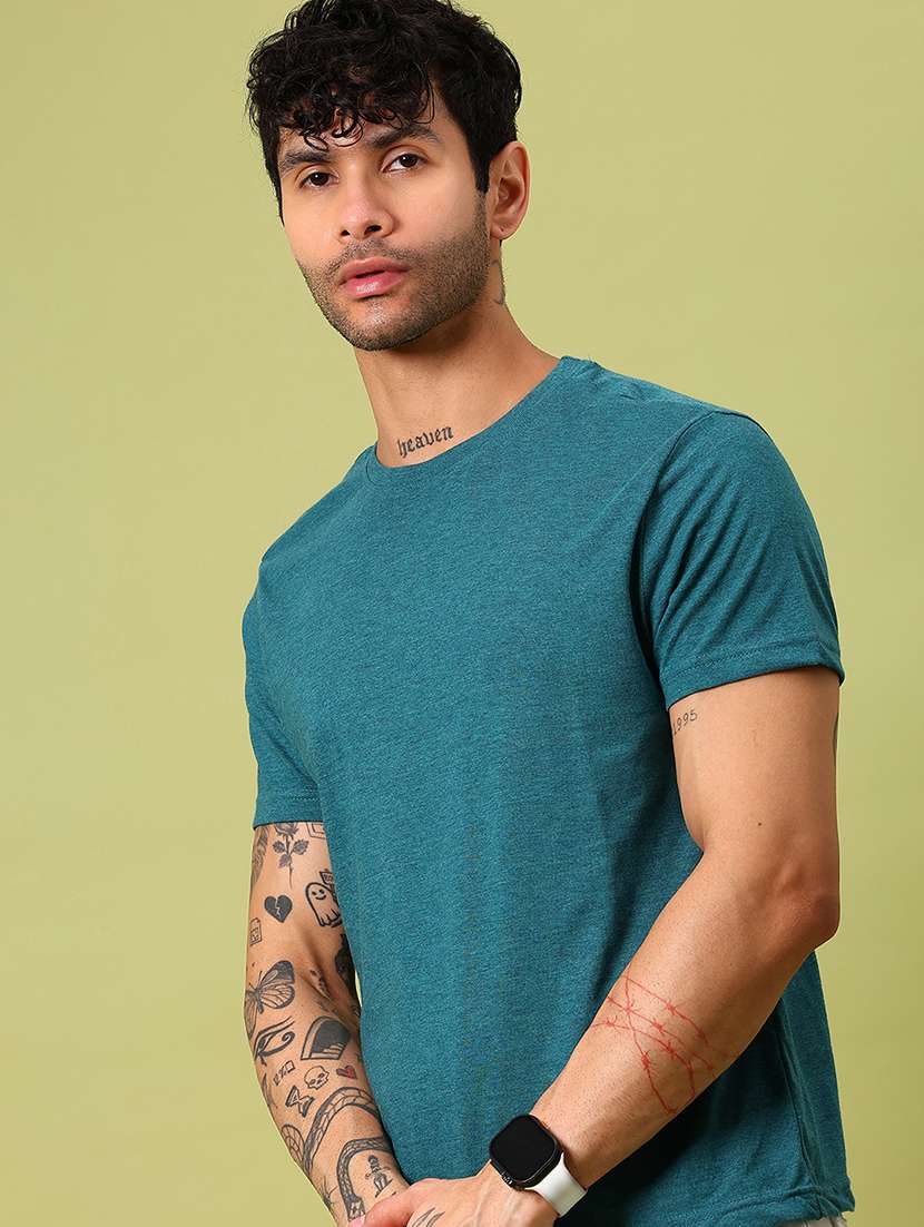men solid short sleeve slim fit t-shirt - 21958419 - Standard Image - 1