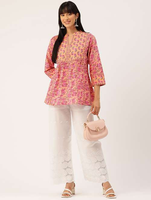 women floral printed mandarin neck a-line kurti - 21958428 -  Standard Image - 0