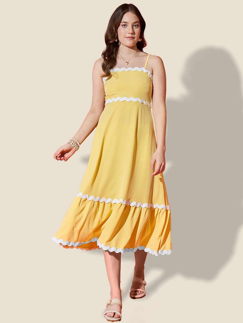 women solid shoulder strap tiered dress - 21958442 - Standard Image - 1
