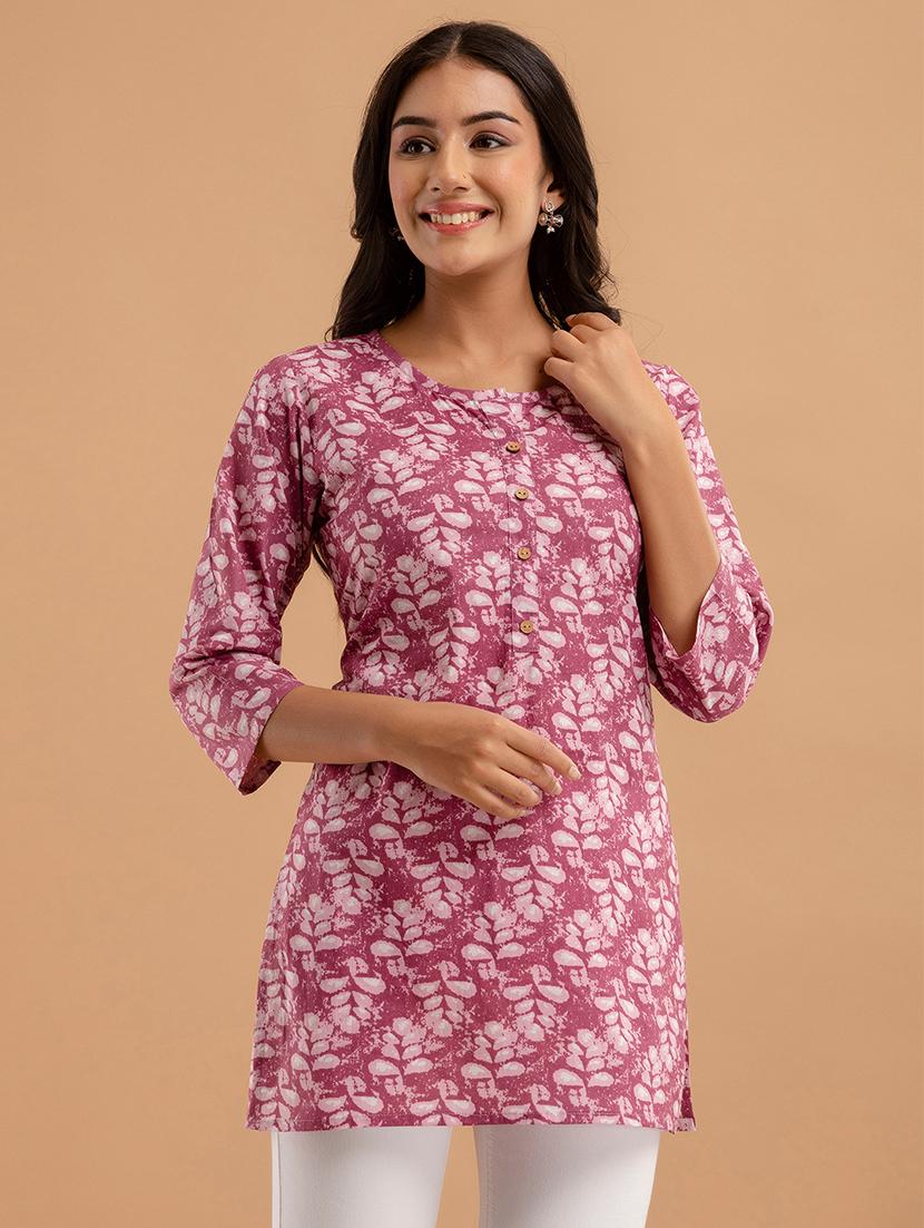 women three quarter sleeve straight kurti - 21958459 -  Standard Image - 1
