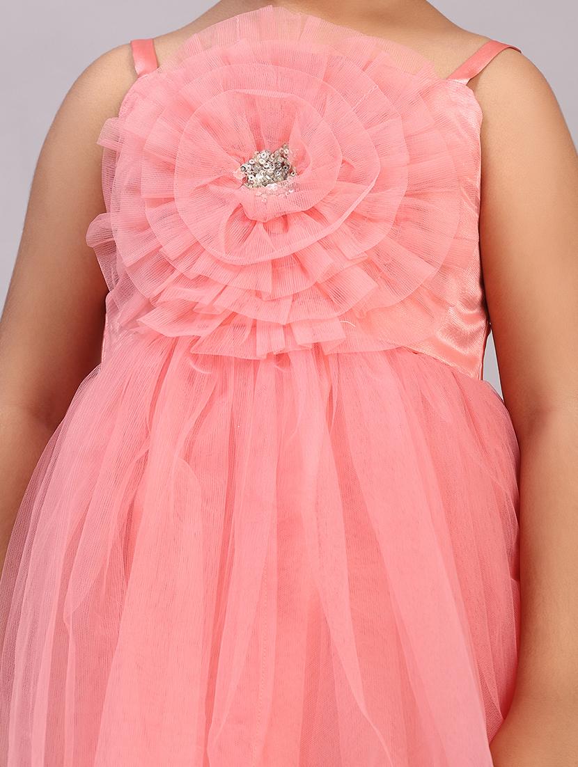 girls solid shoulder strap fit & flare dress - 21958470 - Standard Image - 4