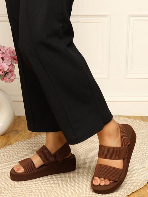 women brown back strap sandal - 21958485 - Standard Image - 0