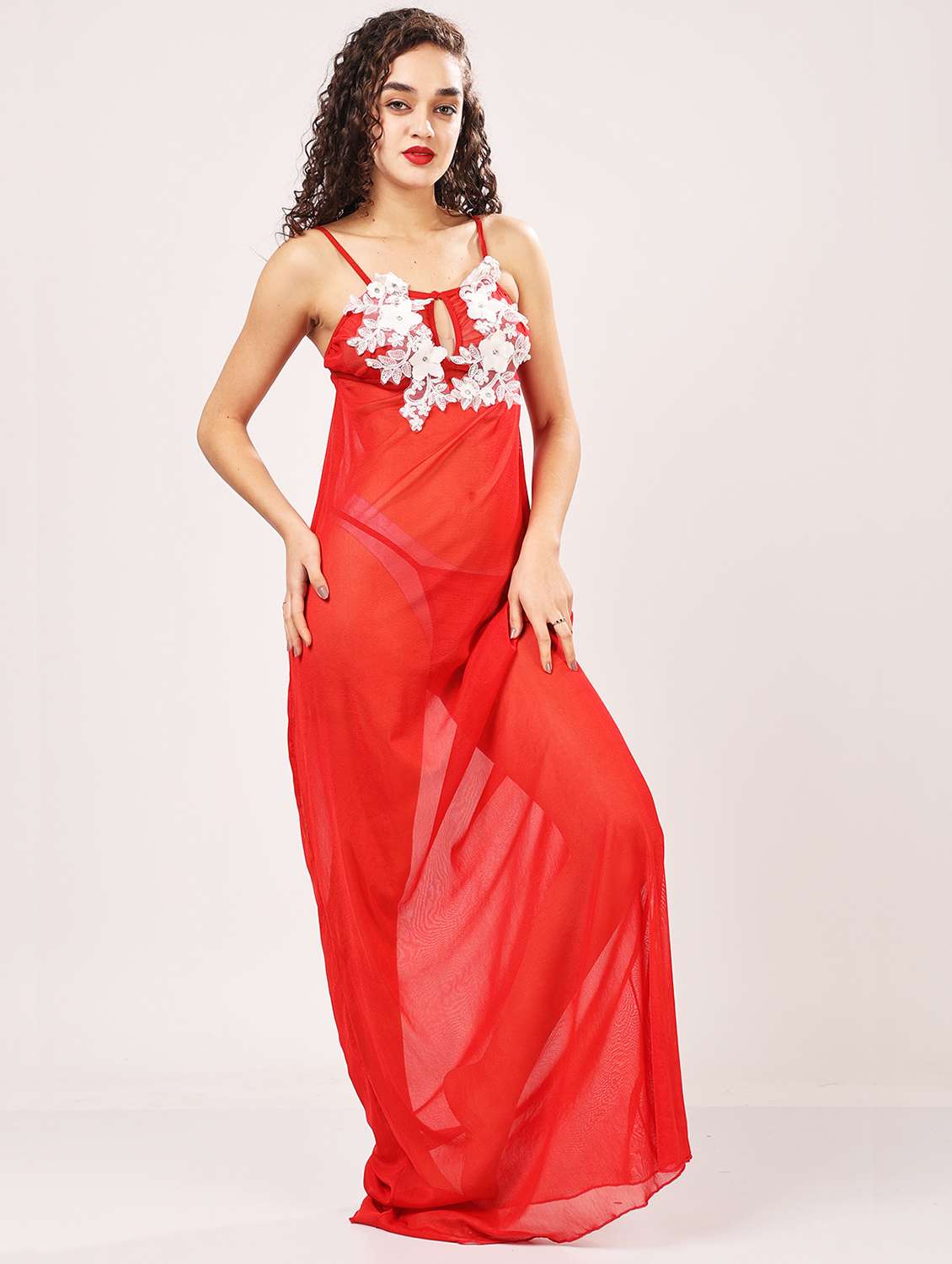 women embellished shoulder strap babydoll set - 21958502 -  Standard Image - 1