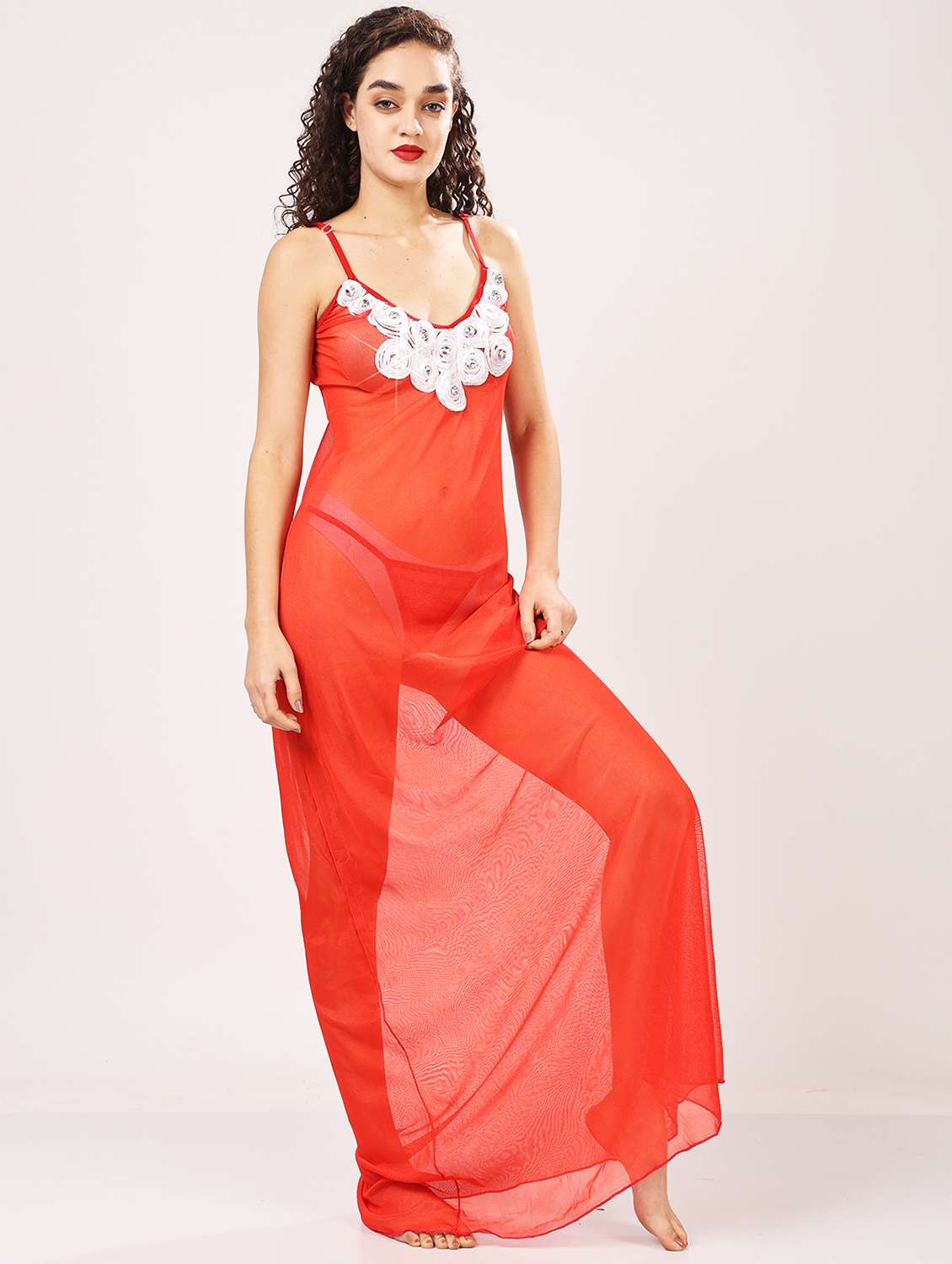 women embellished shoulder strap babydoll set - 21958508 -  Standard Image - 1