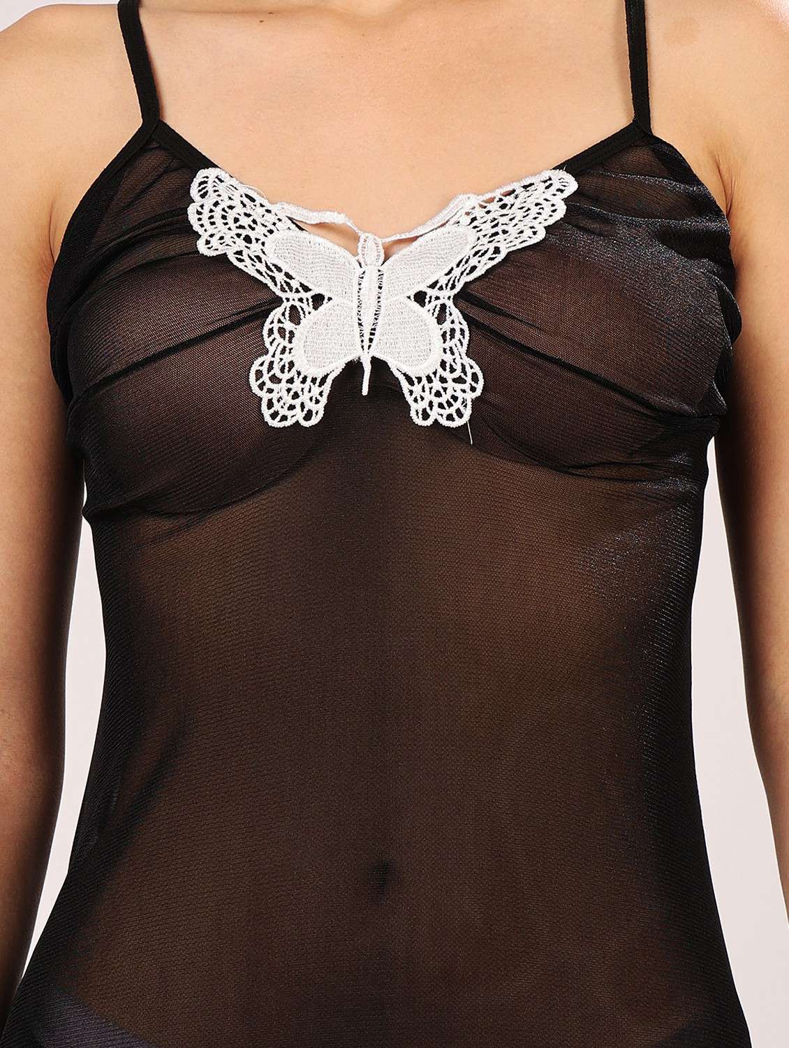 women black embellished shoulder strap babydoll set - 21958509 -  Standard Image - 4