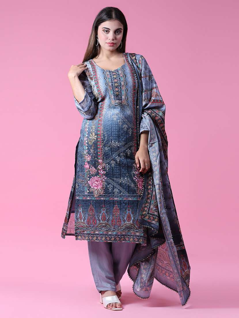 women three quarter sleeve kurta pant with dupatta set - 21958714 -  Standard Image - 1