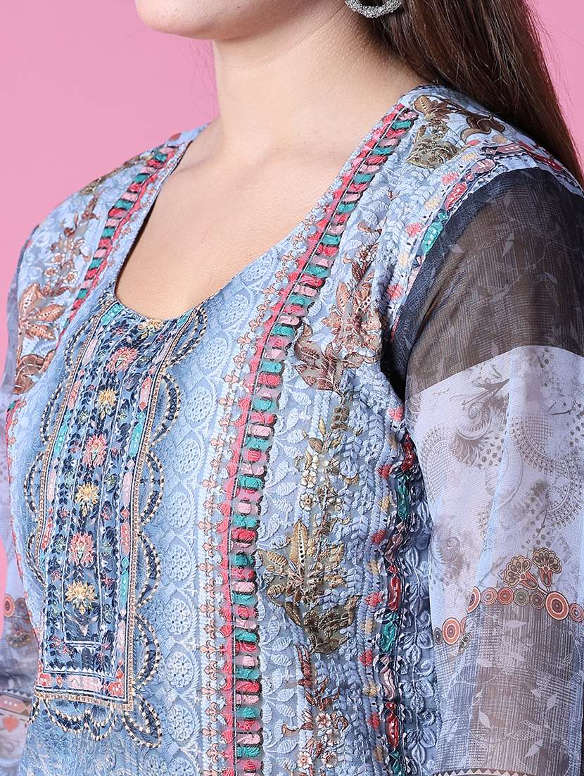 women three quarter sleeve kurta pant with dupatta set - 21958714 -  Standard Image - 4