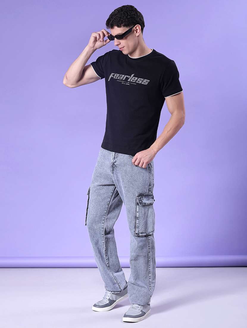 men chest print short sleeve slim fit t-shirt - 21958754 -  Standard Image - 4