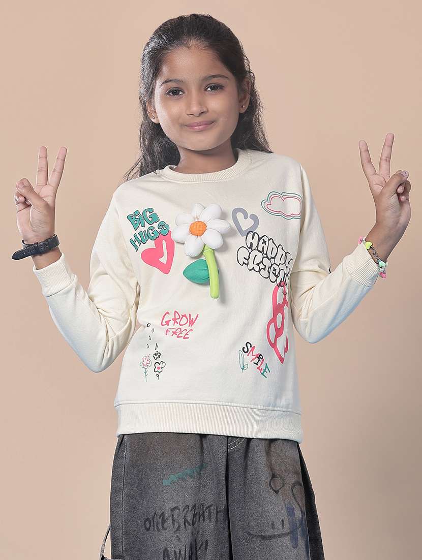 girls front print round neck sweatshirt  - 21958762 -  Standard Image - 1