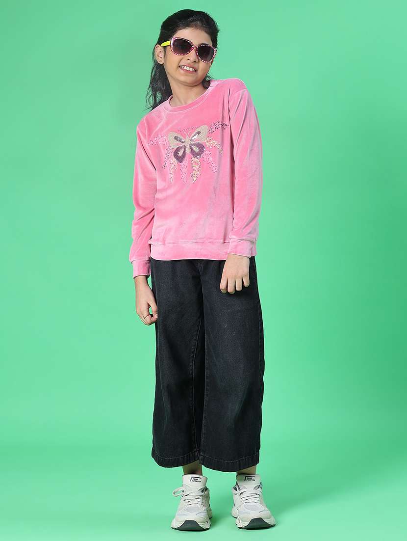 girls front print round neck sweatshirt  - 21958901 -  Standard Image - 4