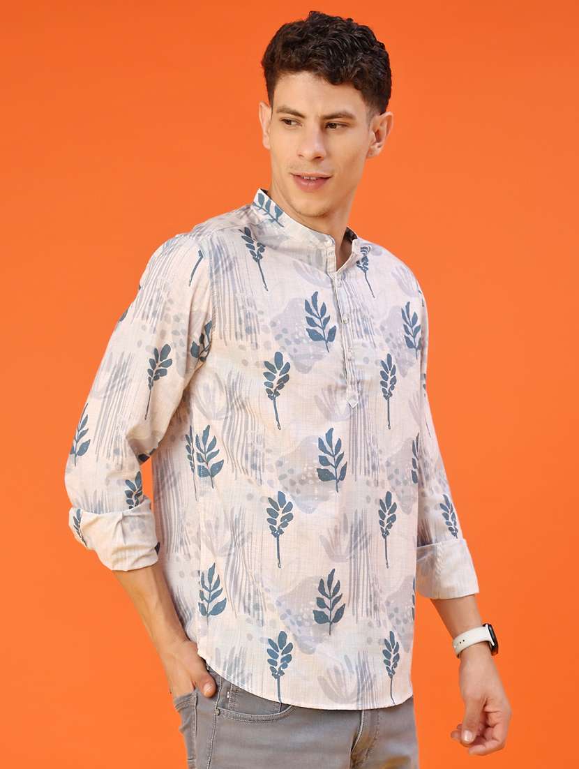 men printed mandarin neck long sleeve kurta - 21958993 -  Standard Image - 1