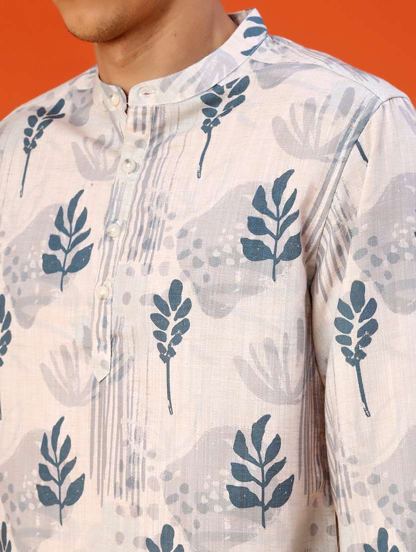 men printed mandarin neck long sleeve kurta - 21958993 -  Standard Image - 4