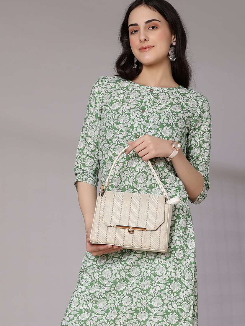 women floral printed three quarter sleeve straight kurta - 21959015 -  Standard Image - 4