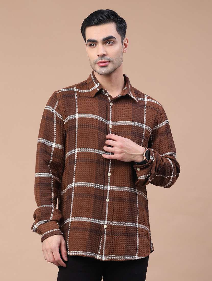 men checkered long sleeve regular fit shacket - 21959017 -  Standard Image - 1