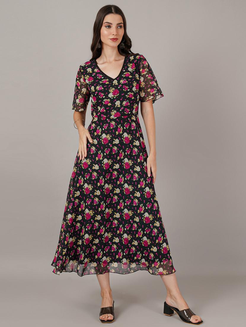 women floral print flared sleeve fit & flare dress - 21959233 -  Zoom Image - 0