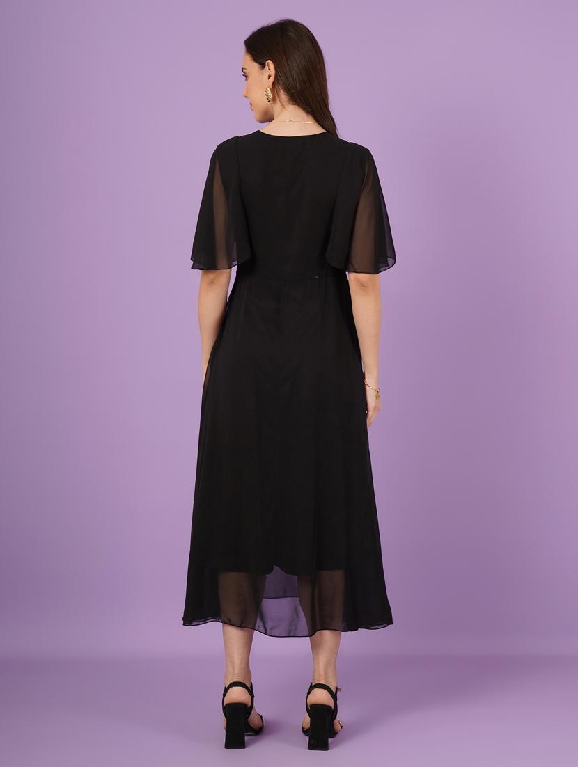women embellished batwing sleeves fit & flare dress - 21959247 - Standard Image - 4