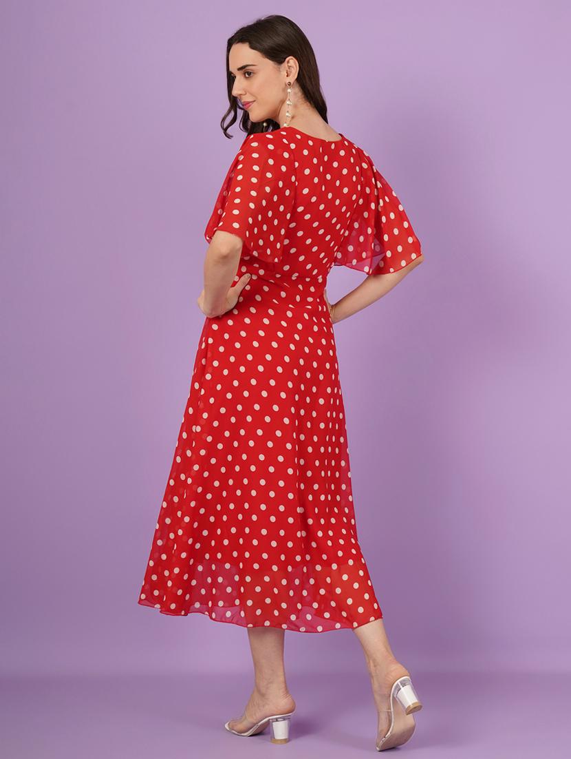 women polks doted batwing sleeves fit & flare dress - 21959249 - Standard Image - 4