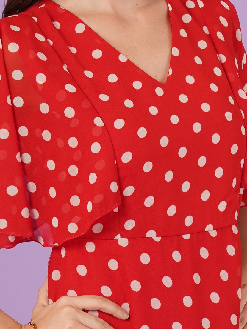 women polks doted batwing sleeves fit & flare dress - 21959249 - Standard Image - 6