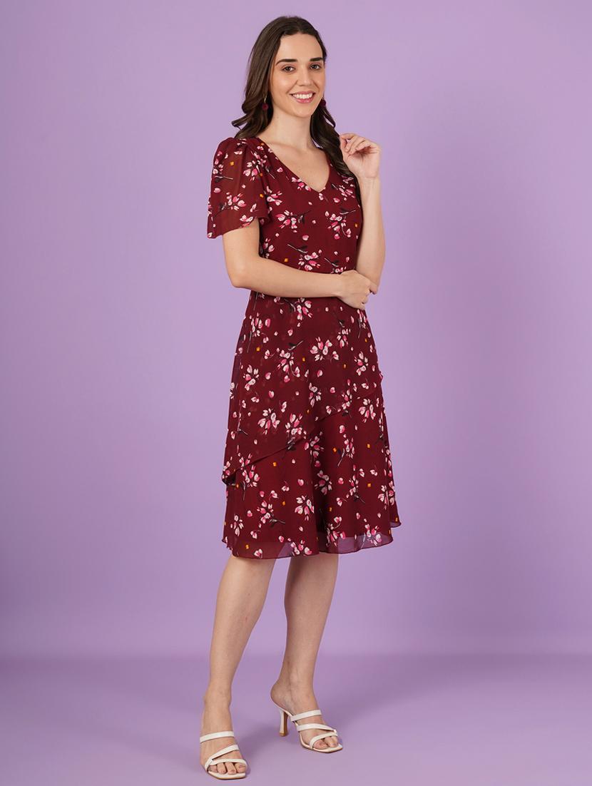women floral print puff sleeve a-line dress - 21959250 - Standard Image - 4