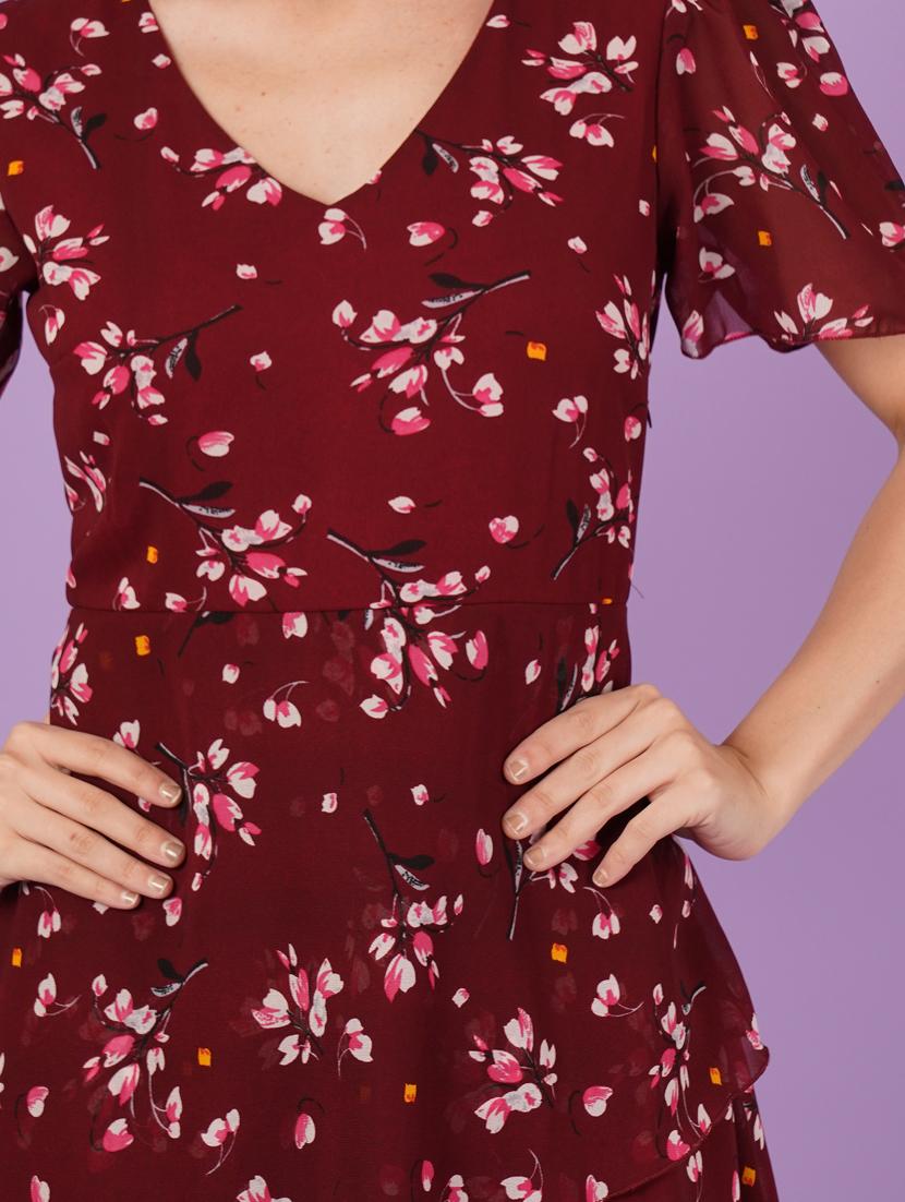 women floral print puff sleeve a-line dress - 21959250 - Standard Image - 6