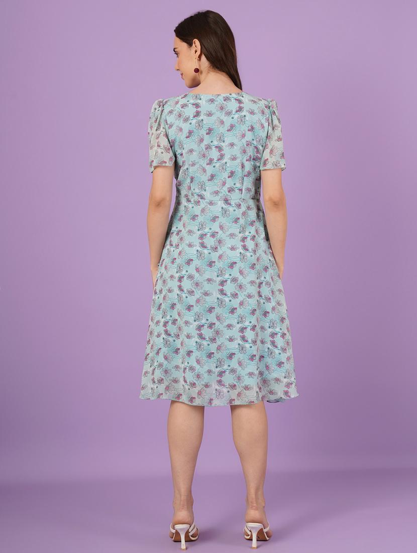 women floral print puff sleeve a-line dress - 21959251 - Standard Image - 4