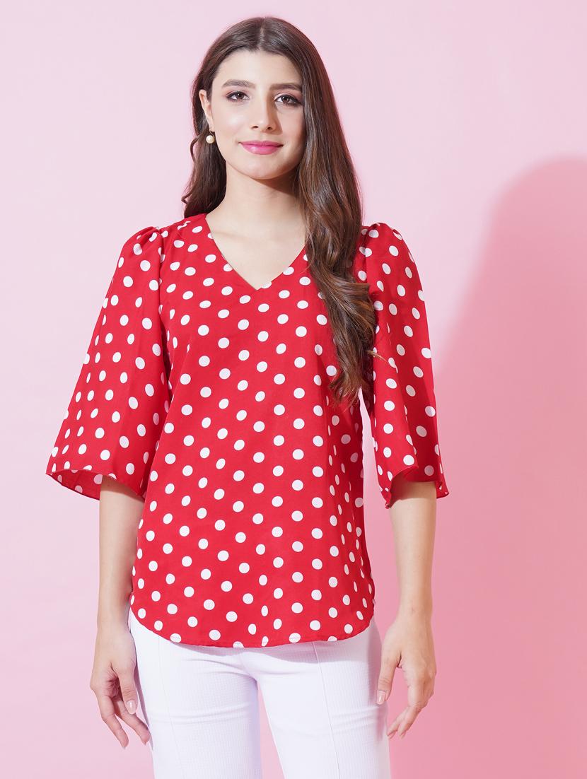 women polka doted puff sleeve regular top - 21959259 -  Zoom Image - 0