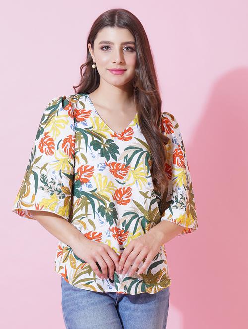 women floral print puff sleeve regular top - 21959261 - Standard Image - 0