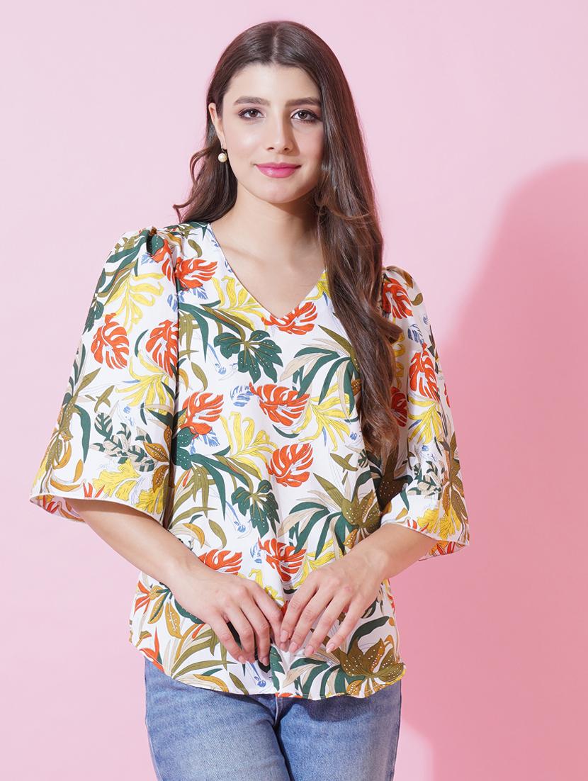 women floral print puff sleeve regular top - 21959261 - Zoom Image - 0