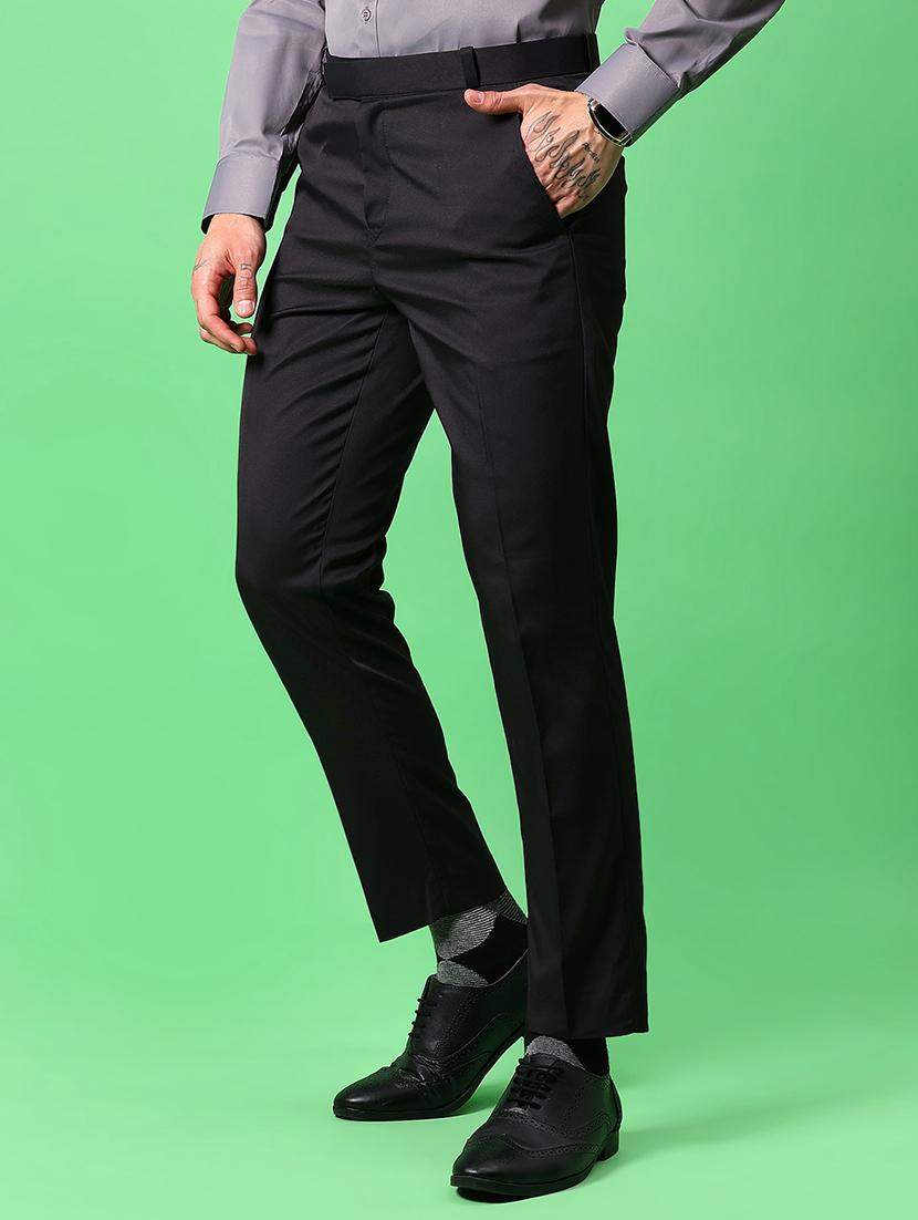 men solid mid rise regular fit formal trouser - 21959338 - Standard Image - 1