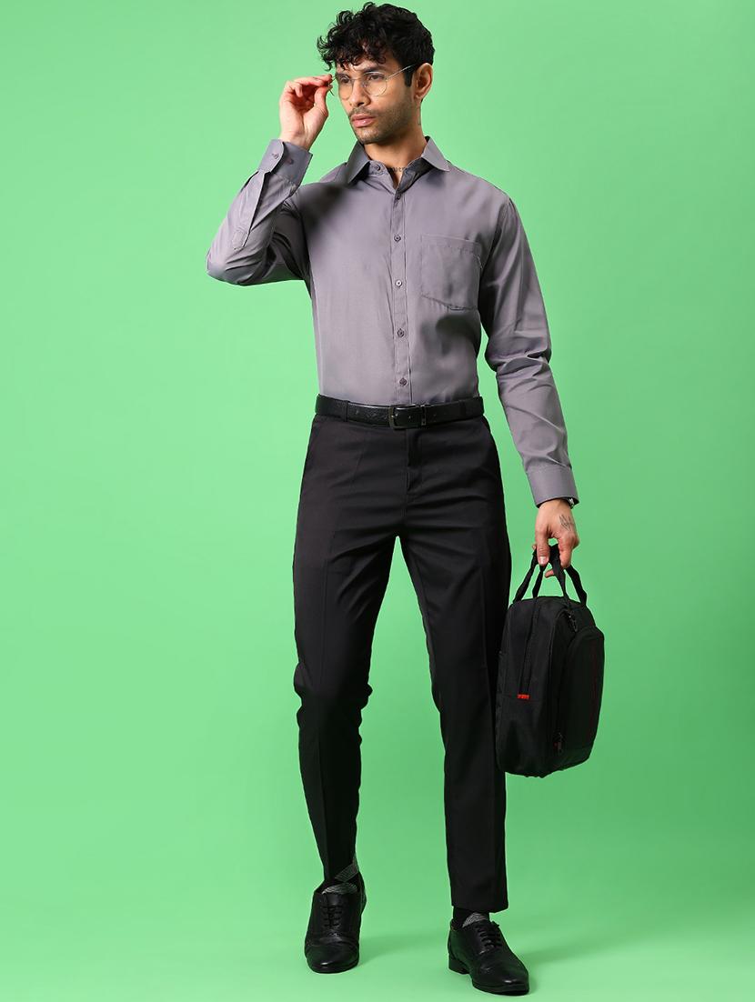 men solid mid rise regular fit formal trouser - 21959338 - Standard Image - 4