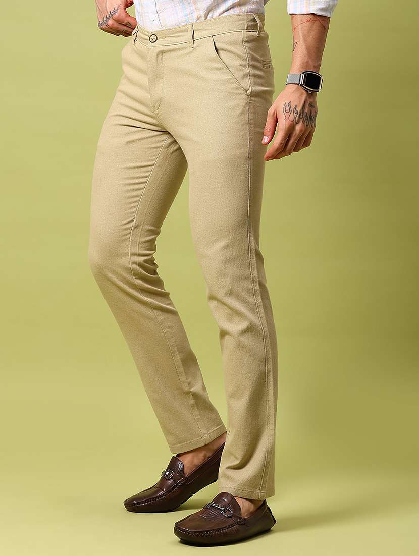 men solid mid rise flat front casual chinos  - 21959340 -  Standard Image - 1