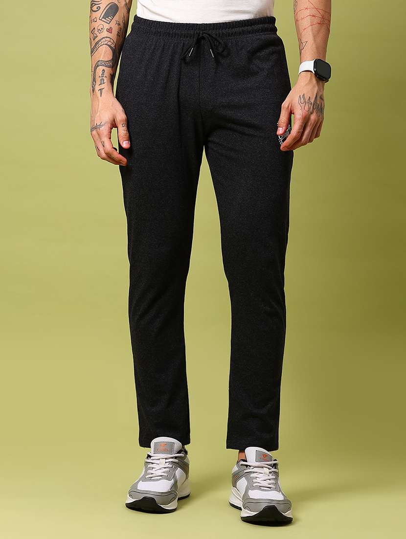 men solid mid rise full length track pant - 21959346 -  Standard Image - 1