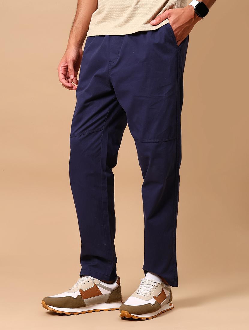 men blue solid mid rise full length track pant - 21959348 - Zoom Image - 0