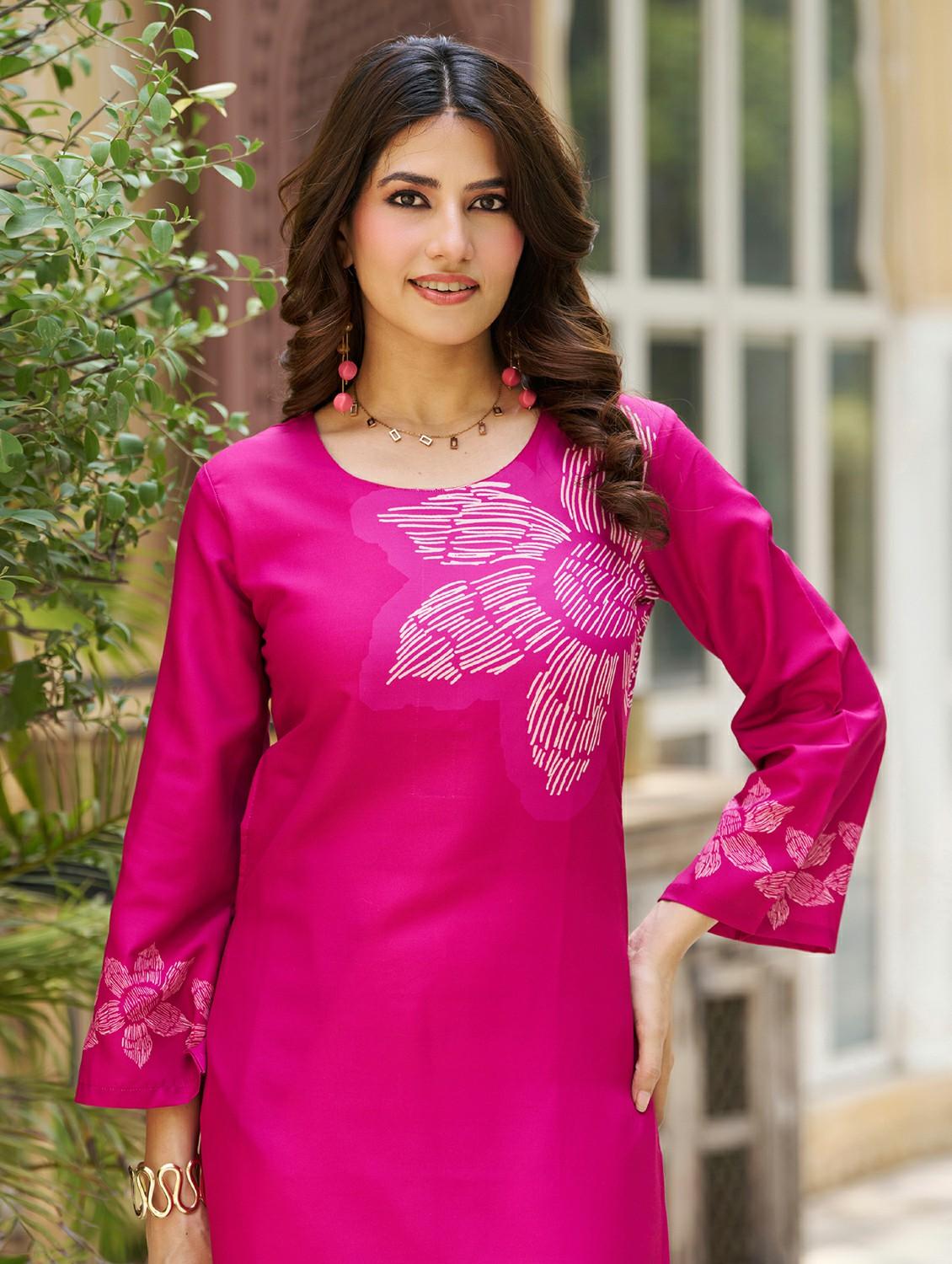 women floral printed long sleeve straight kurta - 21959418 - Standard Image - 4