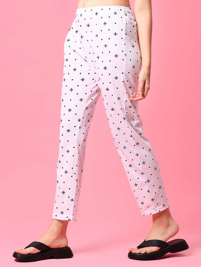 women white printed mid rise pajama - 21959426 -  Standard Image - 1