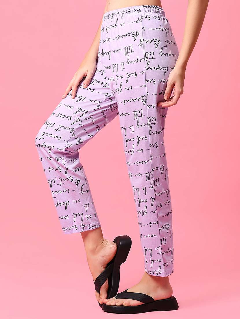 women lavender printed mid rise pajama - 21959427 -  Standard Image - 1