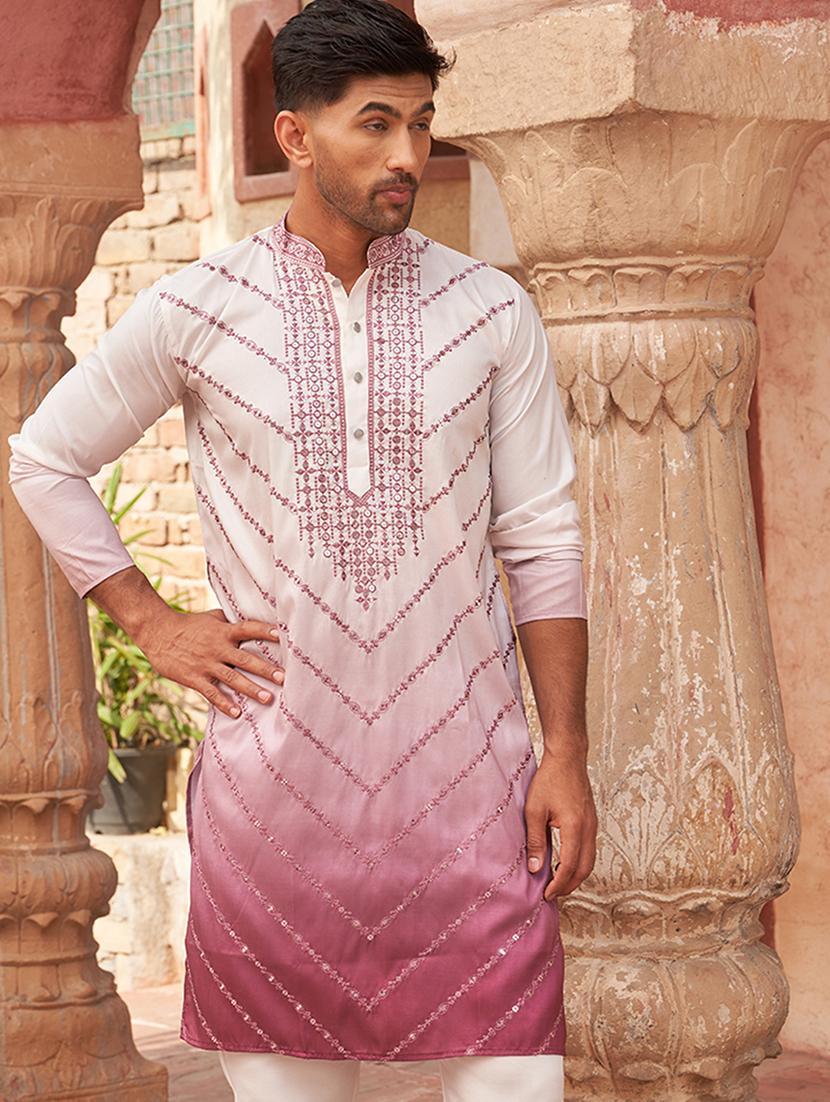 men embroidered mandarin neck long kurta - 21959448 - Zoom Image - 0