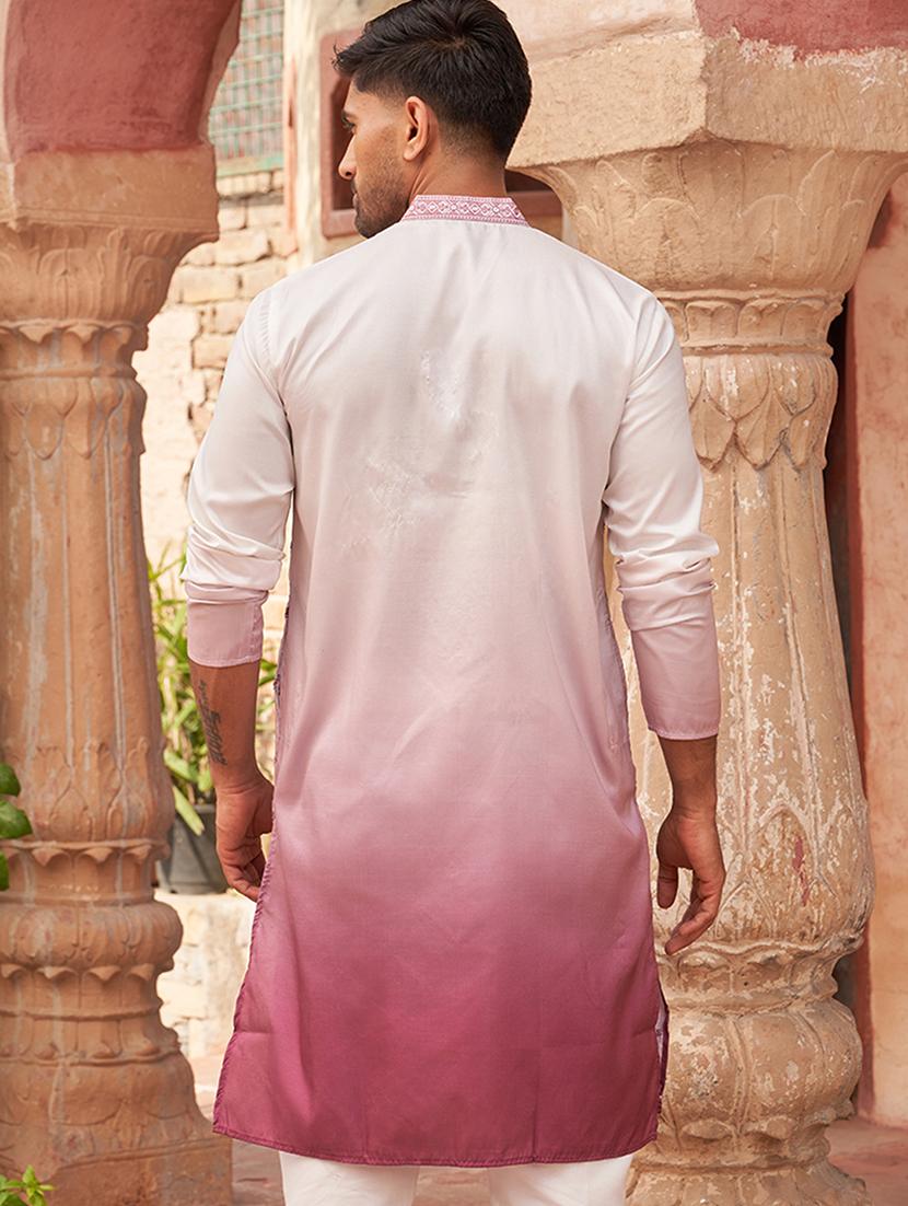 men embroidered mandarin neck long kurta - 21959448 - Standard Image - 4